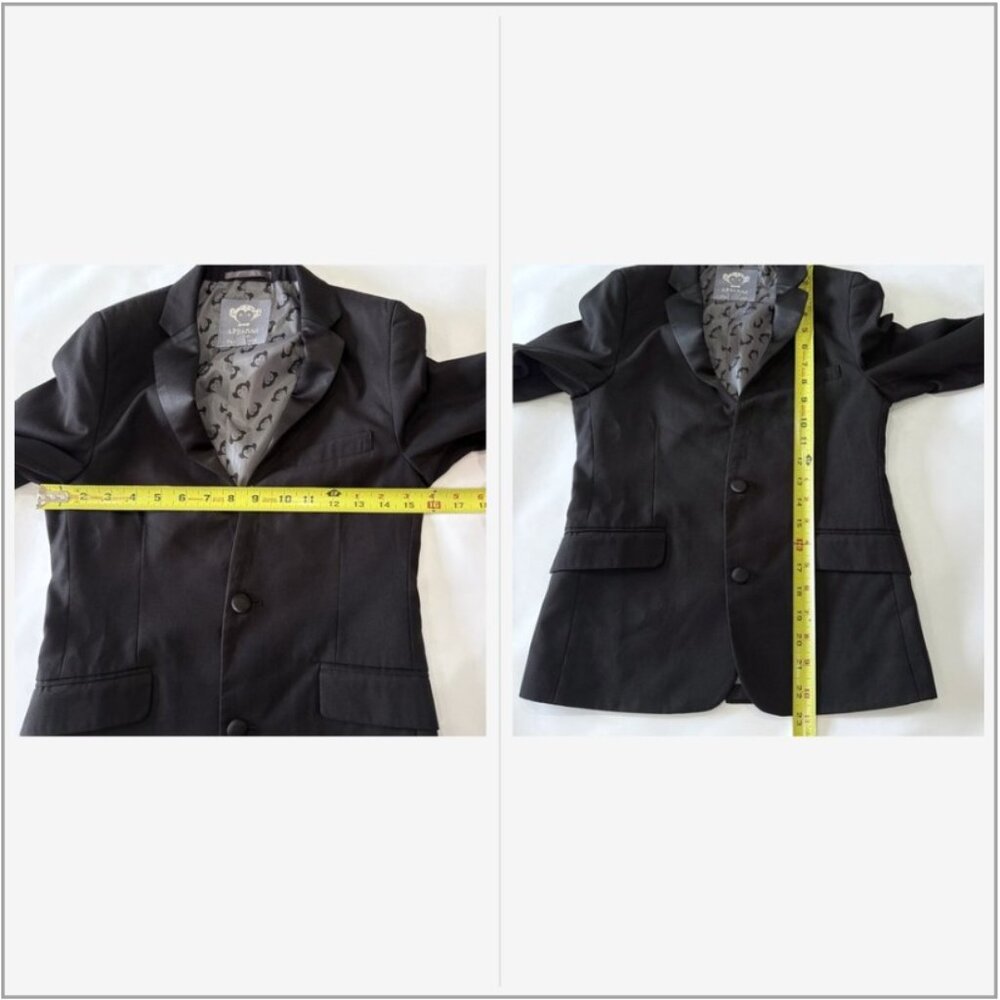 Appaman Boys Suit Size 10 Black Satin Trim Blazer Pants Formal Preppy Free Tie - Picture 12 of 13
